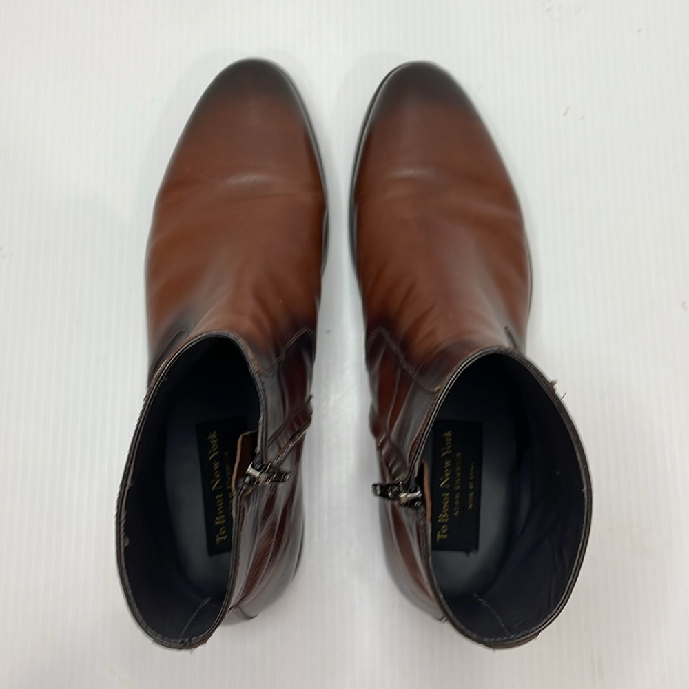 To Boot New York Men’s Sz 11.5 Rosemont Marrone Burnished Leather Boot Brown Zip - Picture 6 of 15